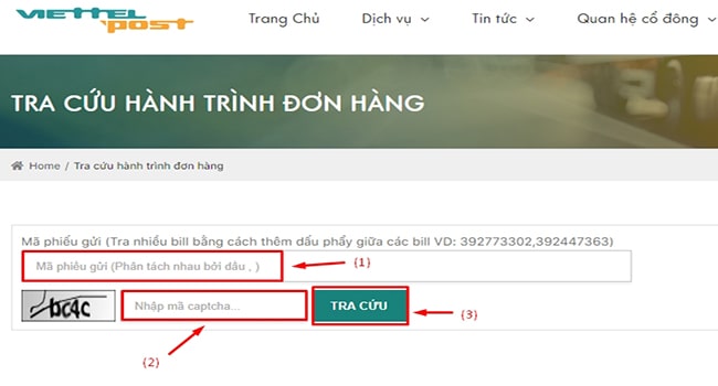 Tra cứu đơn h&agrave;ng viettel post